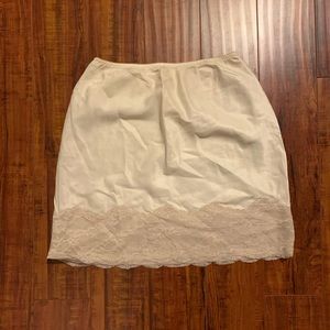 Vintage cream ivory silk feel slip skirt